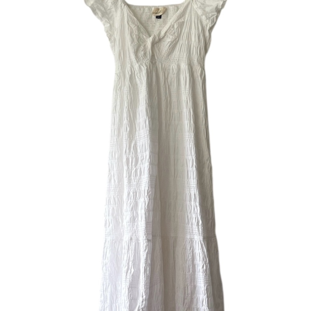 Universal Thread Women’s Flutter Short Sleeve Midi A Line White Dress Summer